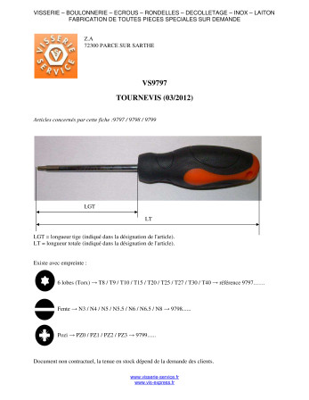 Tournevis fin TORX T8 Longueur total 80 Longueur tige métallique 50