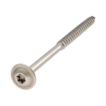 1 x Vis charpente tête disque Inox A2 3X30 Filetée sur 18 TORX T10 Diamètre de tête: 9