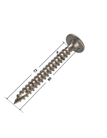 Vis charpente tête disque Inox A2 8X80 Filetée sur 72 TORX T40 Diamètre de tête: 20
