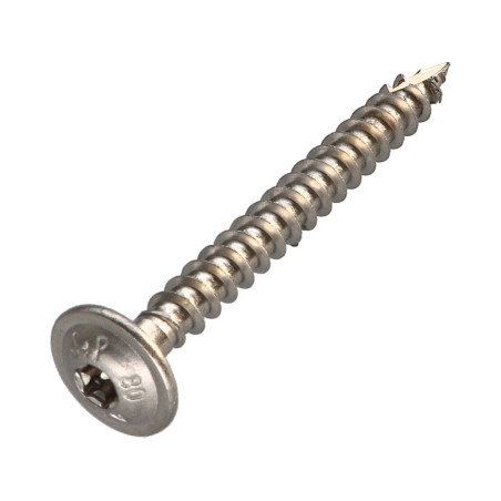 1 x Vis charpente tête disque Inox A2 8X90 Filetée sur 80 TORX T40 Diamètre de tête: 20