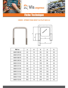 Etrier Fond droit ou plat 85X62X85 M10/30/30 Inox A4 2