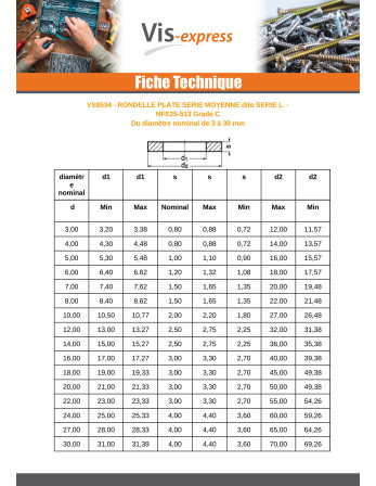 Rondelle Plate M4X14X0.8 L Inox A2