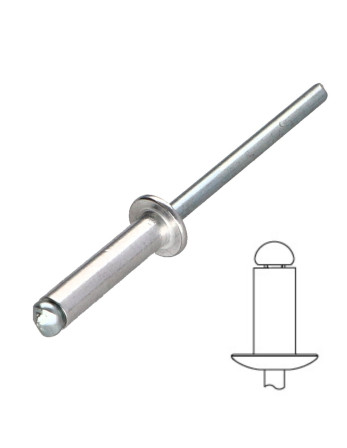Rivet aveugle Aluminium Tige acier 4X10 Tête plate