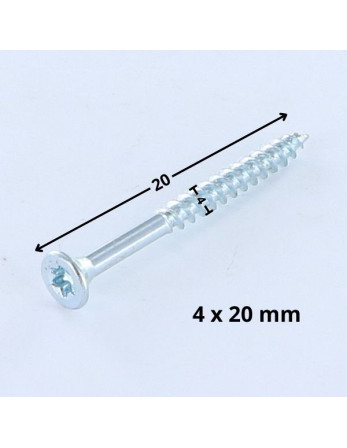 VBA Vis bois agglo Tête fraisée TORX T20 4X20 Acier zingué