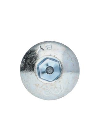 Vis métaux BHC (Tête Bombée Hexagonal creux) M10X55 Filetée sur 15 Classe 10.9 Clé de 6 HC6 Acier zingué