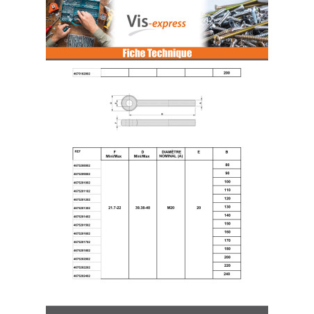 1 x Vis métaux à Oeil M16X70 Filetée sur 38 Acier zingué