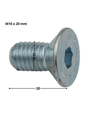 Vis métaux FHC tête fraisée empreinte hexagonale creuse Clé de 6 HC6 M10X20 Filetage total Classe 10.9 Acier