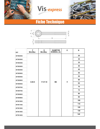 Vis métaux à Oeil M12X75 Filetée sur 30 Acier zingué