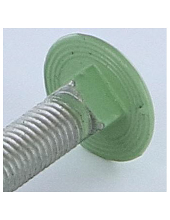 TRCC JAPY tête ronde collet carré M7X45 Pas de 100 Aluminium Filetage total RAL6021 vert pale 30%B