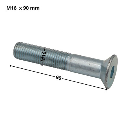 1 x Vis métaux FHC tête fraisée empreinte hexagonale creuse Clé de 10 HC10 M16X90 Filetage partiel Classe 10.9 Acier