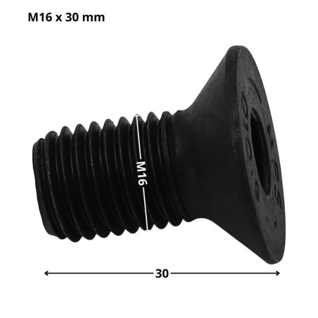 1 x Vis métaux FHC tête fraisée empreinte hexagonale creuse Clé de 10 HC10 M16X30 Filetage total Classe 10.9 Acier