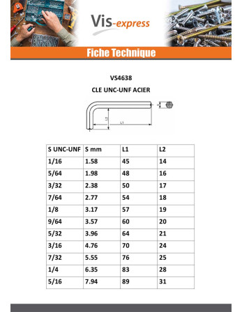 Clé UNC/UNF Acier brut 1/2