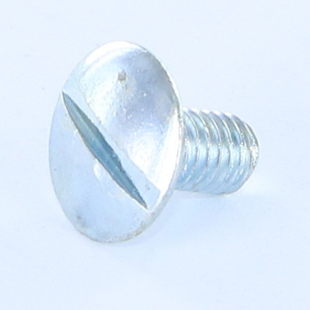 1 x Vis métaux Tête bombée Fendue Embase collerette crantée M6X10 Classe 8.8 Acier zingué