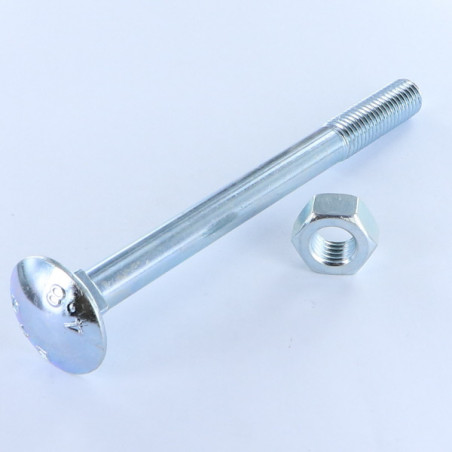 1 x Boulon (vendu avec Ecrou) TRCC JAPY tête ronde collet carré M12X280 Filetage partiel Acier zingué