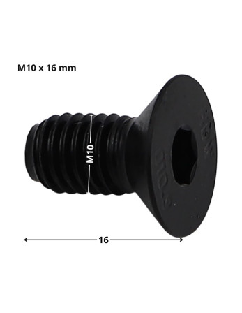 Vis métaux FHC tête fraisée empreinte hexagonale creuse Clé de 6 HC6 M10X16 Filetage total Classe 10.9 Acier brut