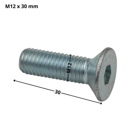 1 x Vis métaux FHC tête fraisée empreinte hexagonale creuse Clé de 8 HC8 M12X30 Filetage total Classe 10.9 Acier