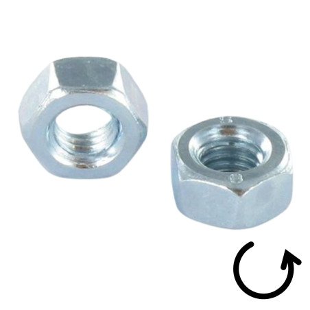 1 x Ecrou Hexagonal HU M8 Pas Gauche Classe 8 Acier zingué