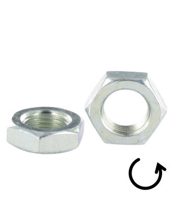 Ecrou hexagonal bas hm/contre Ecrou M12 Pas Gauche Acier zingué