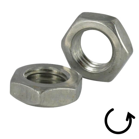 1 x Ecrou hexagonal bas hm/contre Ecrou Pas Gauche M22 Inox A2