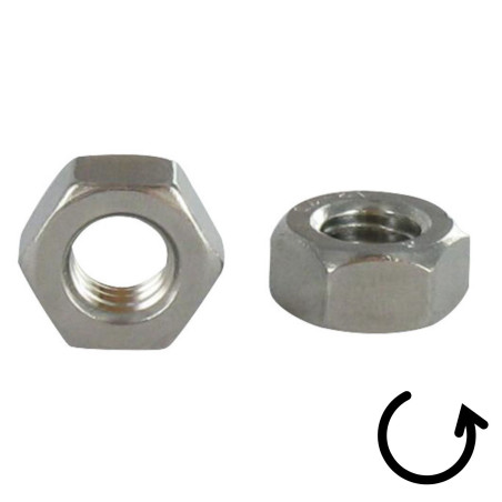 1 x Ecrou HUAGONAL Pas Gauche M10 Inox A4