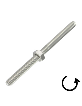 Embout à sertir fileté Pas Gauche Inox A4 Câble 4 Longueur total 110