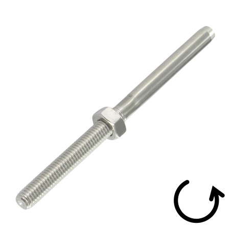 1 x Embout à sertir fileté Pas Gauche Inox A4 Câble 4 Longueur total 110