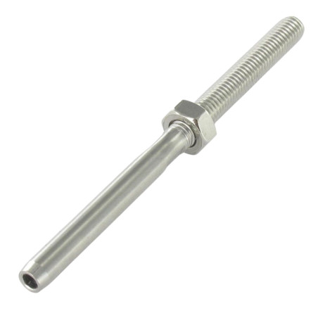 1 x Embout à sertir fileté Pas Gauche Inox A4 Câble 4 Longueur total 110
