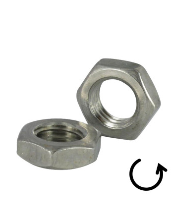 Ecrou hexagonal bas hm/contre Ecrou Pas Gauche M22 Inox A4