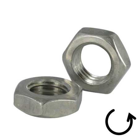 1 x Ecrou hexagonal bas hm/contre Ecrou Pas Gauche M22 Inox A4
