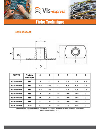 Ecrou cylindrique à souder Bossage intérieur M5 19X11 hauteur 7.8 Acier brut