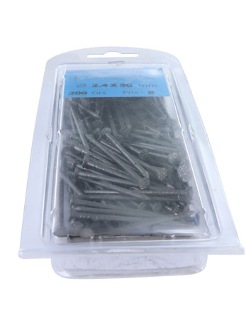 Blister de 200GR Pointes Tête Plate Longueur 50 Acier brut