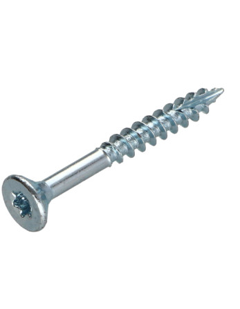Vis bois TEKOR Tête fraisée Cranté 4X50 Filetée sur 30 TORX T20 Acier zingué Pointe antifendage type 17