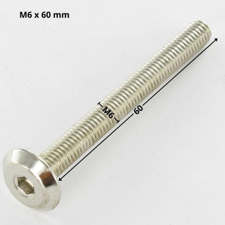 1 x Vis métaux tête plate Clé de 4 HC4 M6X60 Acier nickelé
