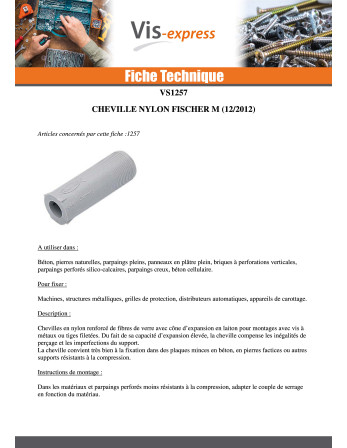 Cheville M Fischer M12