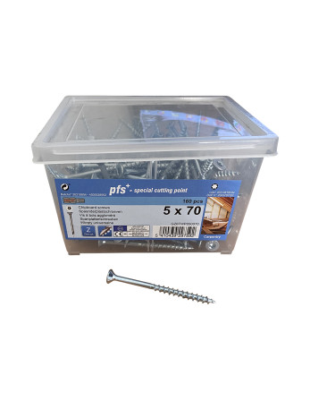 Seau de 160 Vis bois agglo 5X70 Tête fraisée TORX T25 Pointe antifendage type 17 Acier zingué
