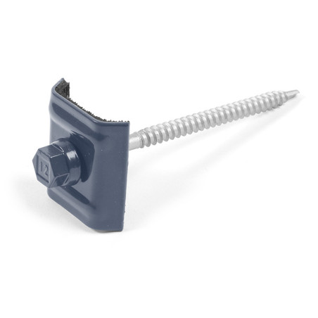 1 x Vis autoperceuse avec cavalier monté pour toiture Type E1 RAL5008 gris bleu 6.3X100