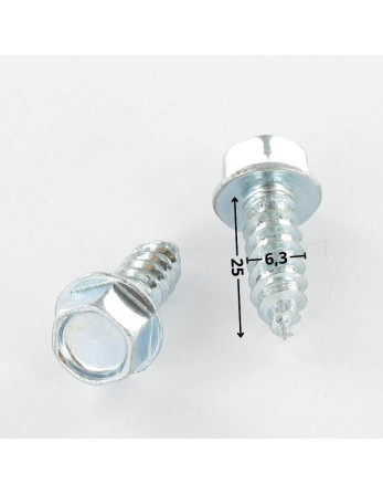 Vis tôle Tête hexagonale TH Embase collerette 6.3X25 Acier zingué