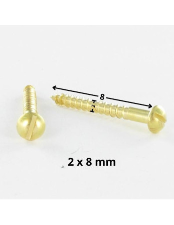 Vis bois Laiton Tête ronde TR Fendue 2X8 microvis