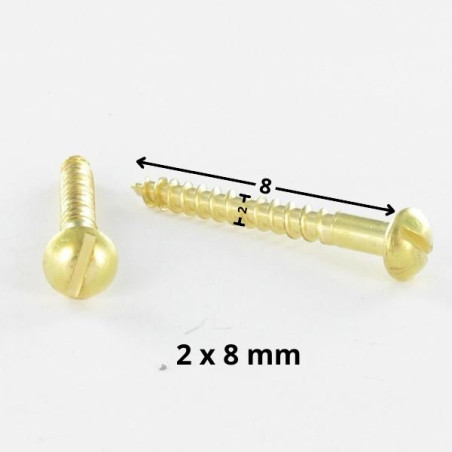 1 x Vis bois Laiton Tête ronde TR Fendue 2X8 microvis