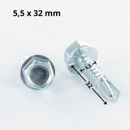 1 x Vis autoperceuse Tête hexagonale TH 5.5X32 Filet tôle Acier zingué