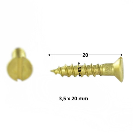 1 x Vis bois Laiton Tête fraisée Fendue 3.5X20