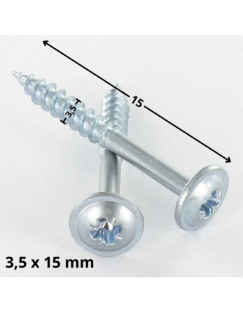 VBA Vis bois agglo Poelier Pozi N°2 3.5X15 Filetage total Diamètre de tête: 8 Acier zingué