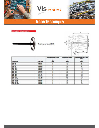Fixation Fischer Pour ISOLANT DHK 45/60