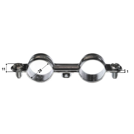 1 x Collier de serrage métallique double M7X150 Diamètre 28 Acier zingué