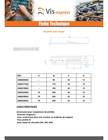 Suspente Longueur 80 Acier zingué