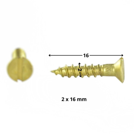 1 x Vis bois Laiton Tête fraisée Fendue 2X16 microvis