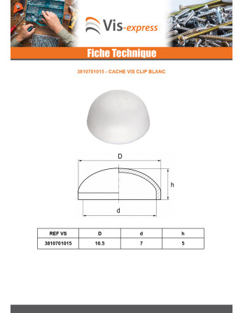 Cache vis CLIP 7X10.5 Polyéthylène blanc
