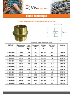 Mamelon FIG 280 Mâle / Mâle 102x114 (4") Laiton 2