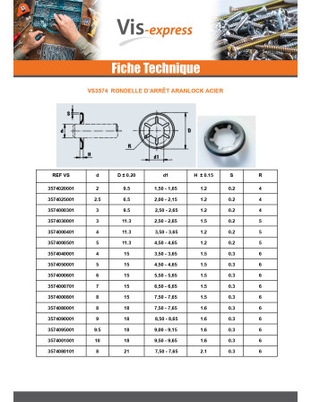 "Rondelle d'arrêt ARANLOCK 10X18X0.3 Acier brut