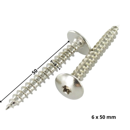 1 x Vis Penture 6X50 Filetage partiel TORX T30 Acier nickelé